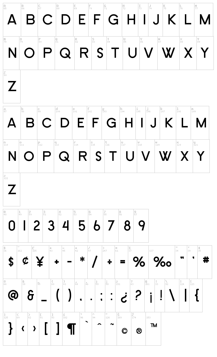 SF Old Republic font map